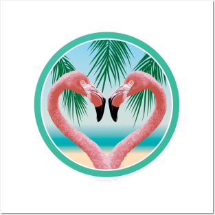 Flamingo Love (Tropical Valentine) Posters and Art